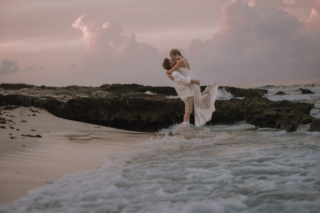 Beach elopement in Tulum Mexico