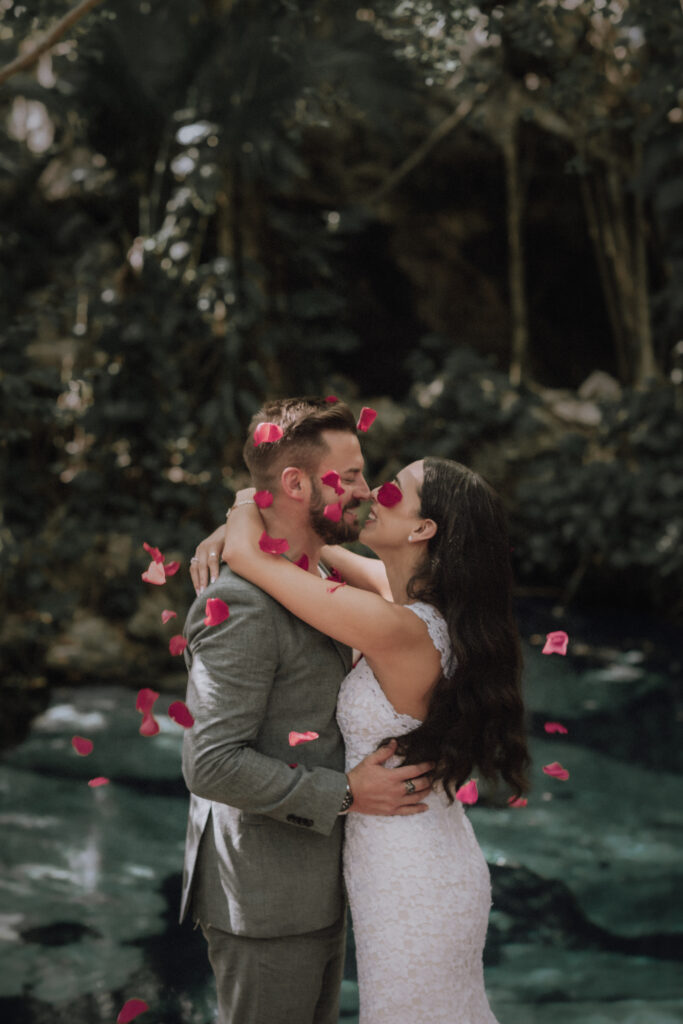 Mayan Elopement Ceremony at a cenote in Tulum.