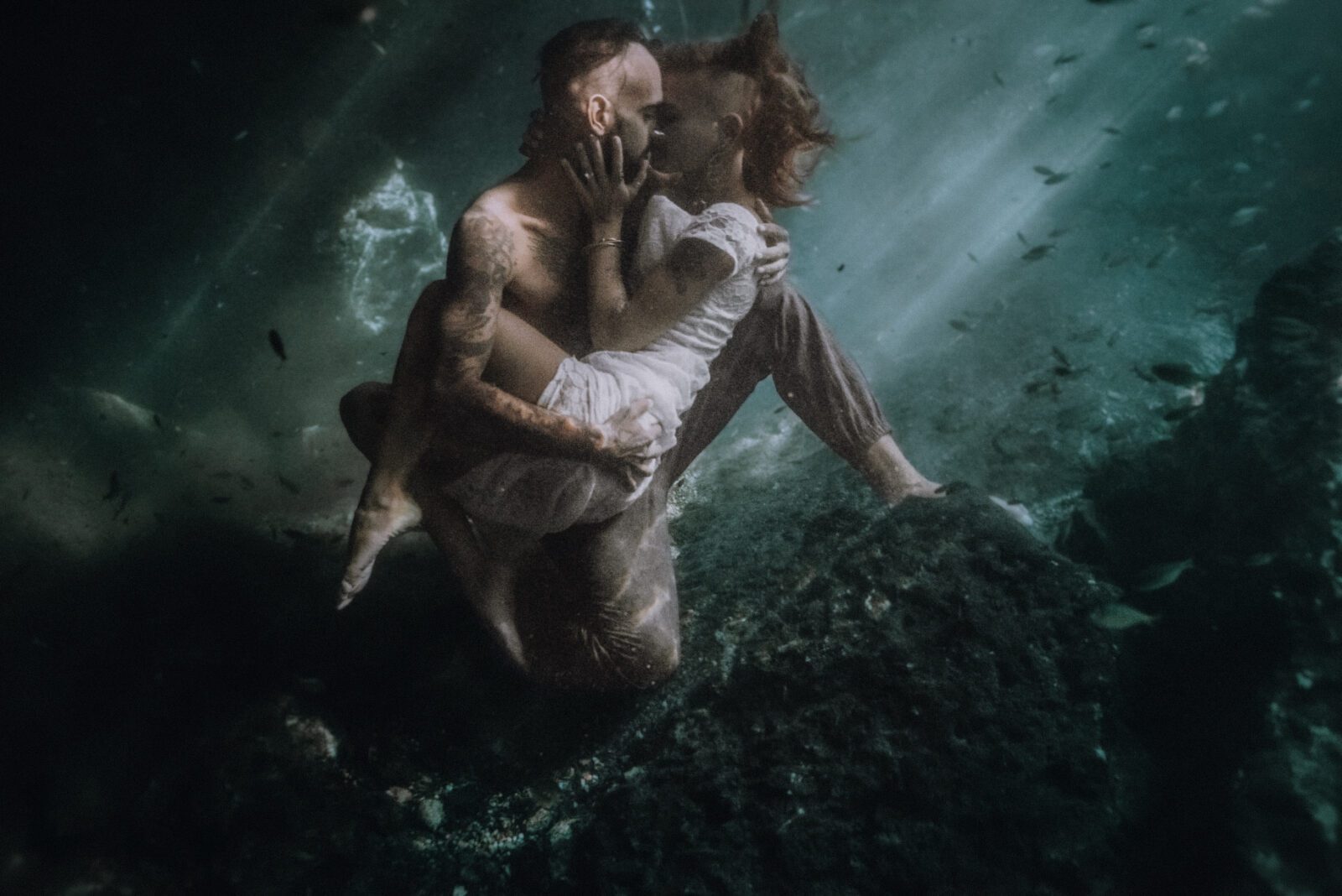 Underwater Elopement at a cenote in Tulum Mexico.