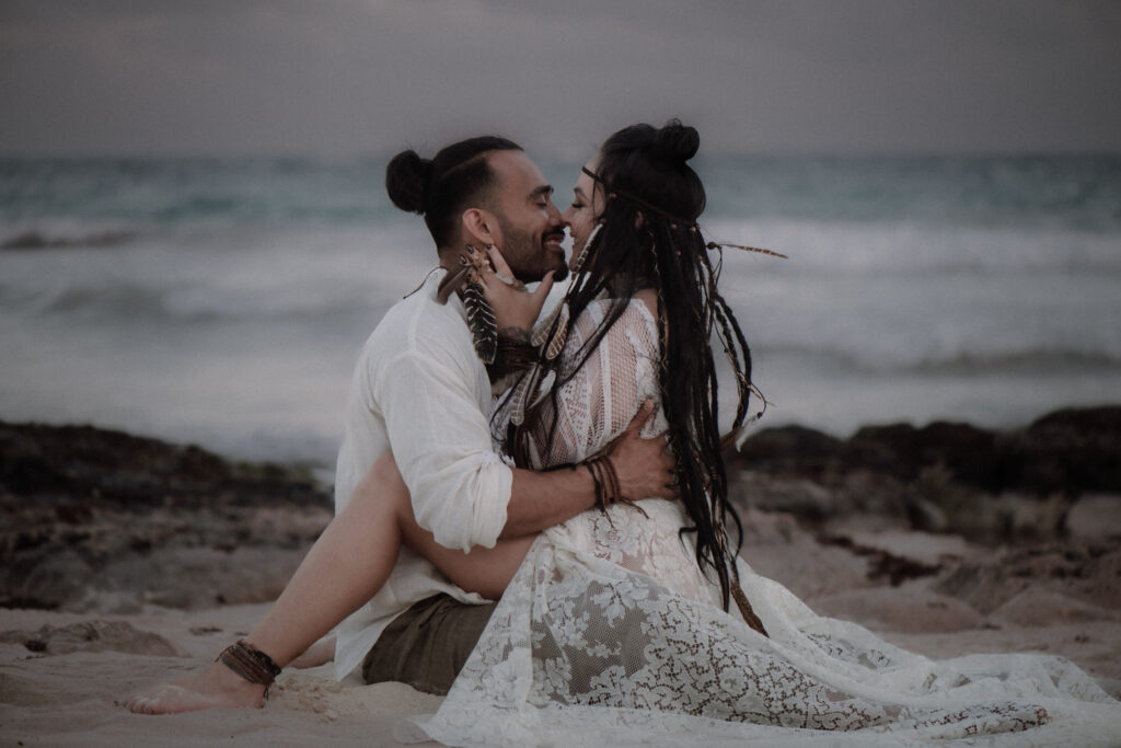 Beach elopement in Tulum Mexico